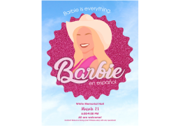 Barbie picture on a flyer announcment for Barie in Spanish